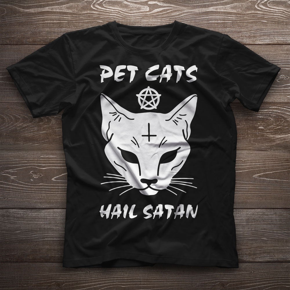 Pet Cats Hail Satan Funny Cat Kitten Graphic Unisex T Shirt, Sweatshirt, Hoodie Size S – 5XL