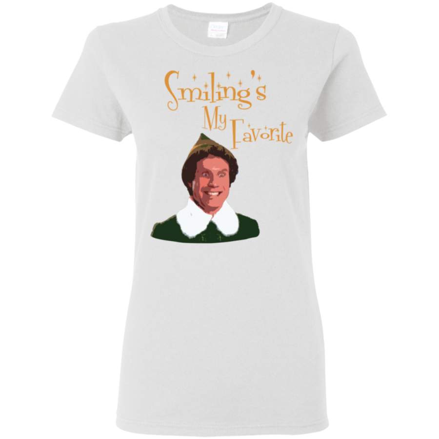 AGR Buddy The Elf – Smiling’s My Favorite Womens T-Shirt