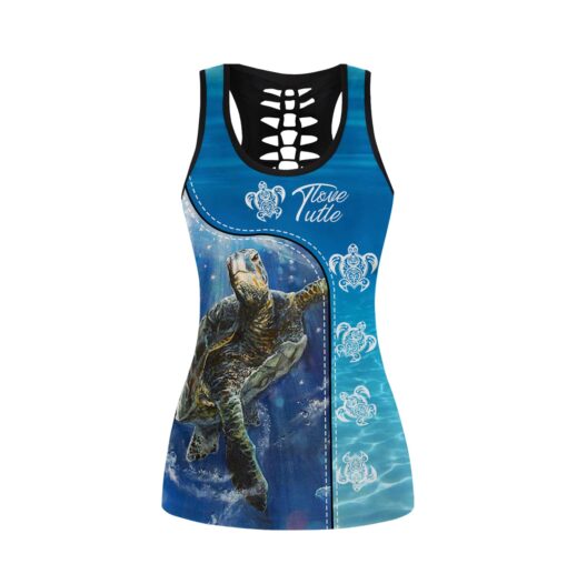 Amazing Sea Turtle Women Hollow Tanktop And Legging For Turtle Lovers, Gift For Her Gift For Turtle Lover Friend Tanktop And Legging, Animal Lovers