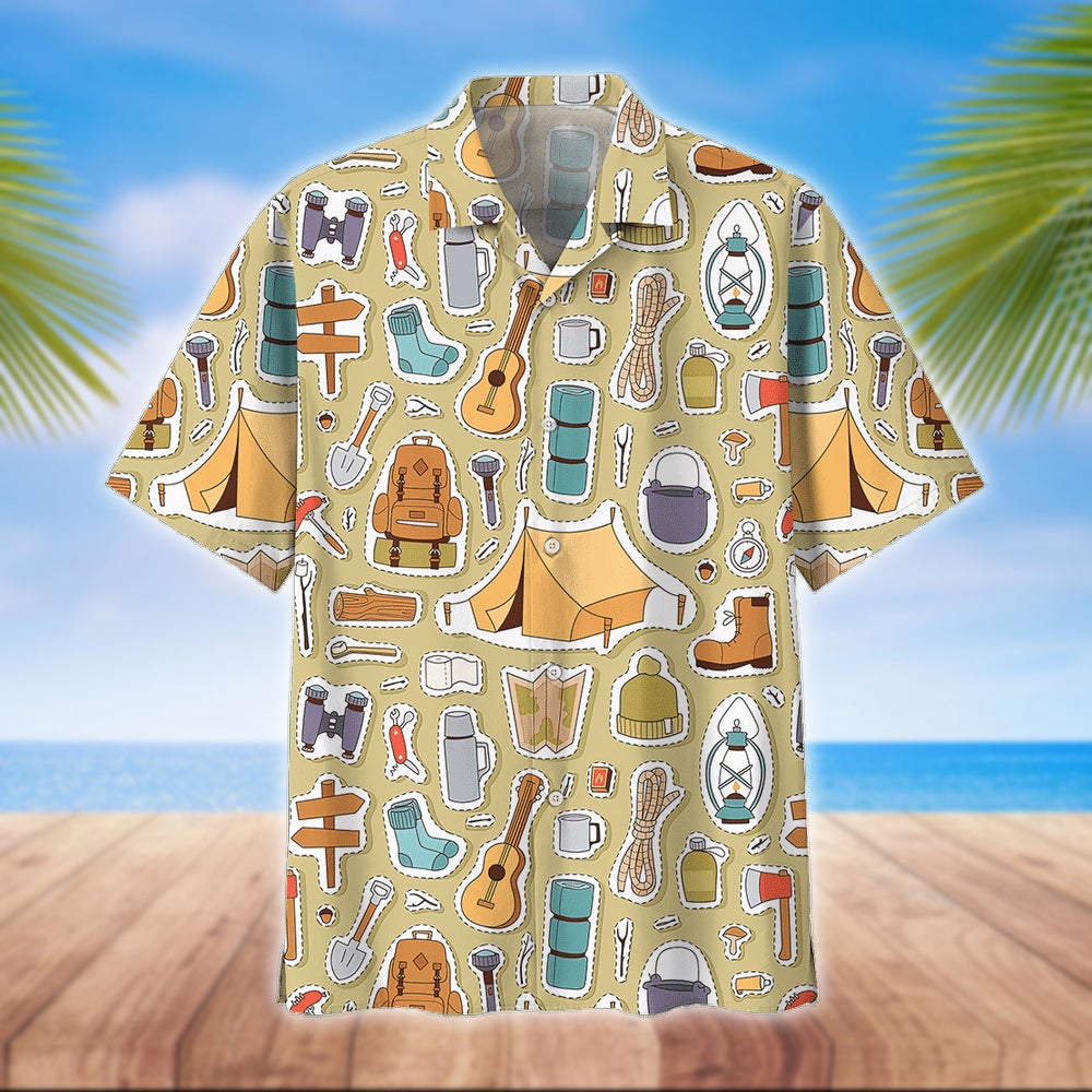 Camping Hawaii Shirt Unisex Print Aloha Short Sleeve Casual Ha18035