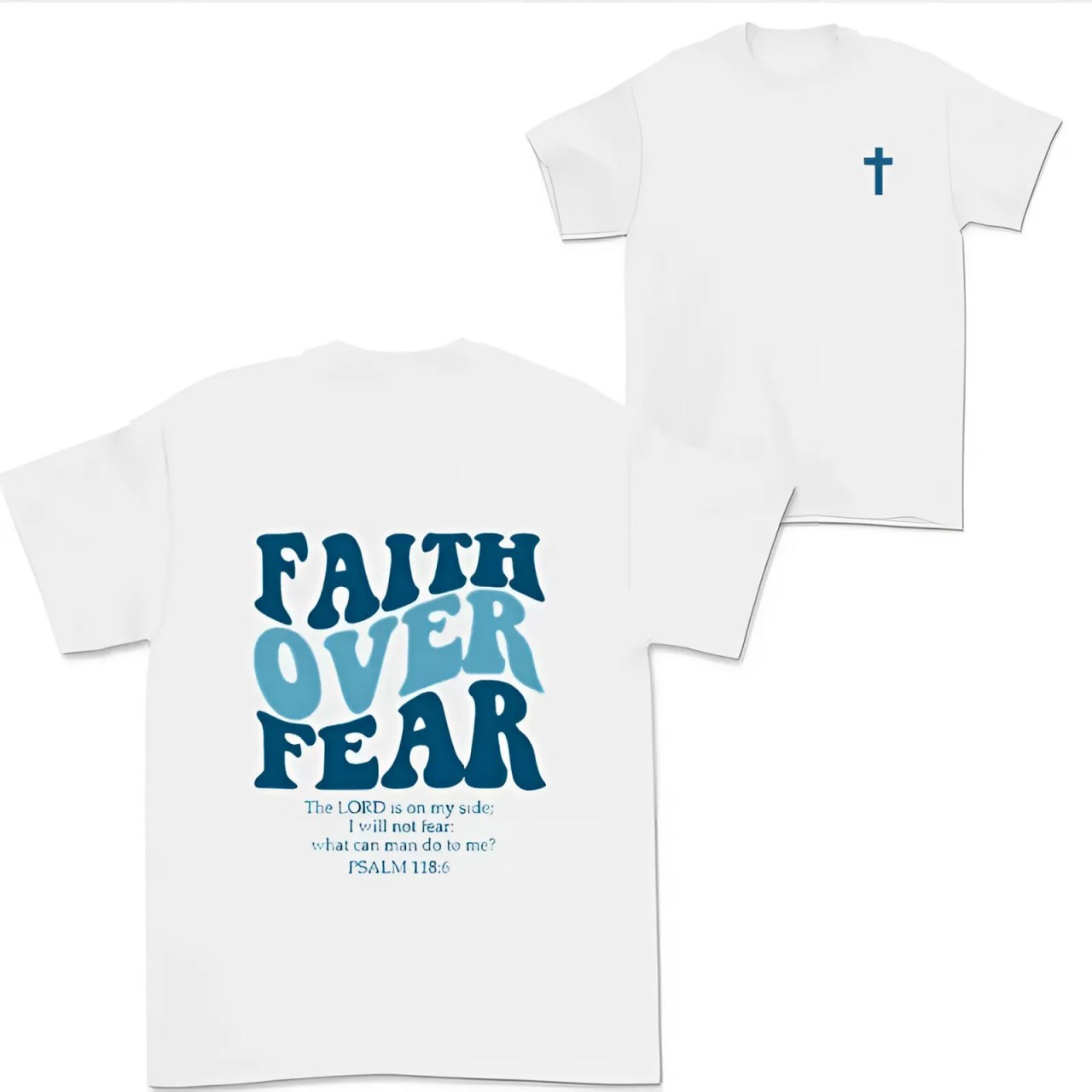 Faith Over Fear Christian Bible Verse Print Crew Neck T-Shirt Comfort Short Sleeve Cotton casual Teeshirt for Women