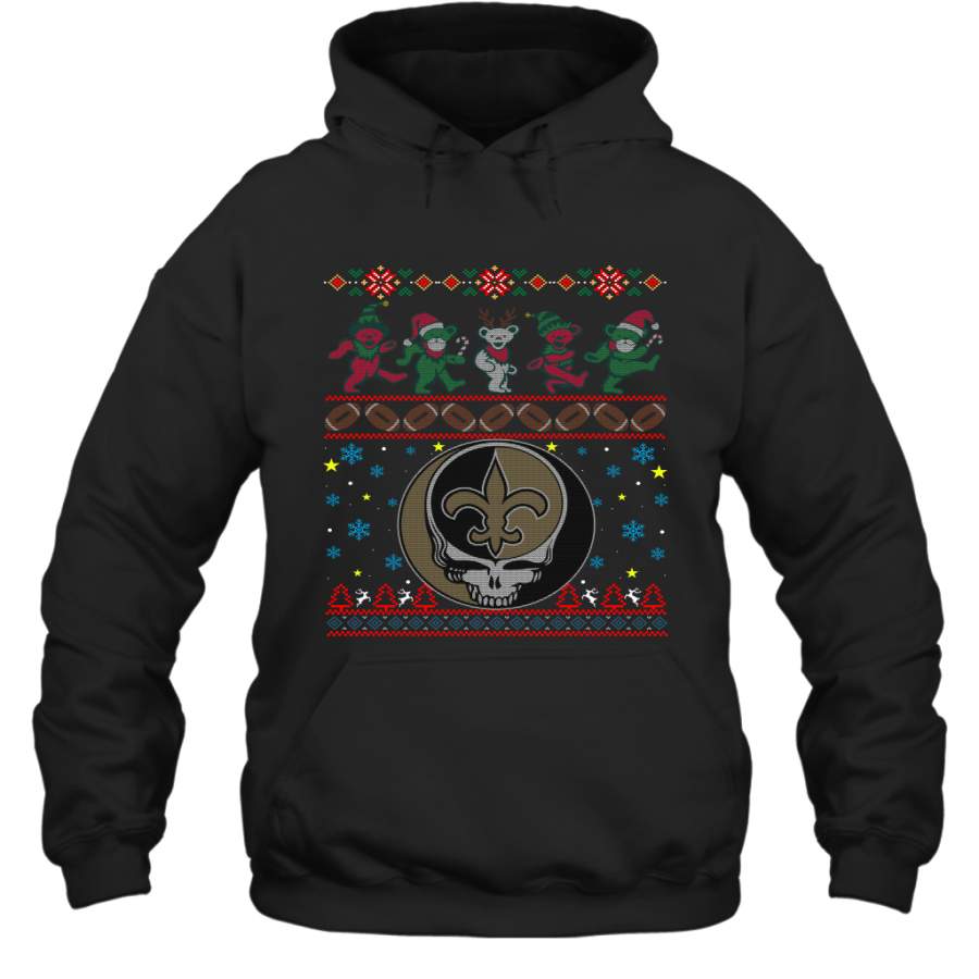 New Orleans Saints Christmas Grateful Dead Jingle Bears Football Ugly Sweatshirt Adult Unisex Hoodie Sweatshirt