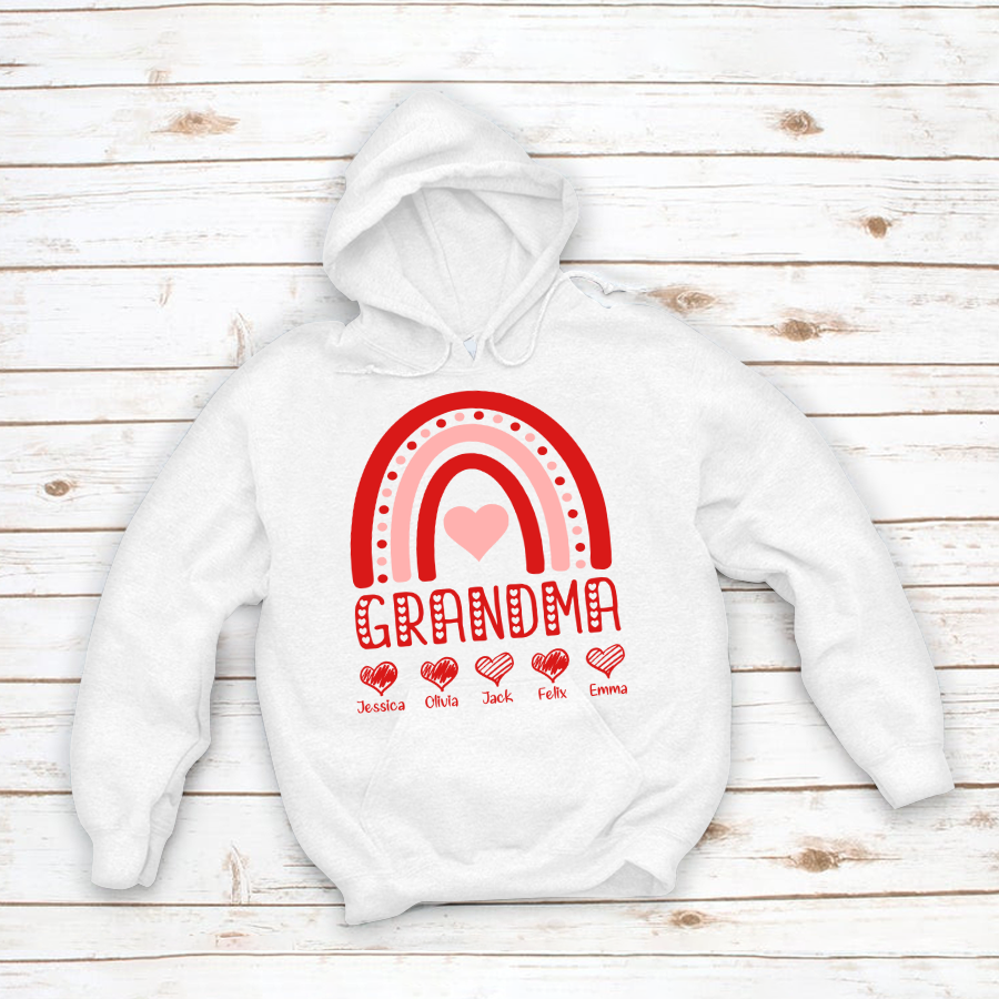 Grandma Heart Rainbow Valentine Hoodie