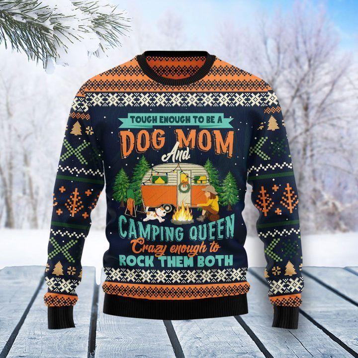 Dog Mom Camping Ugly Christmas Sweater | For Men & Women | Adult | Us6136