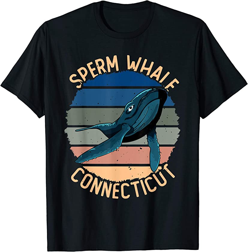 Connecticut State Sperm Whale Cute Giant Cachalot Vintage T-Shirt