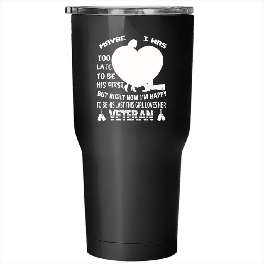 This Girl Loves Her Veteran Tumbler 30 oz Stainless Steel, Cool Couple Travel Mug