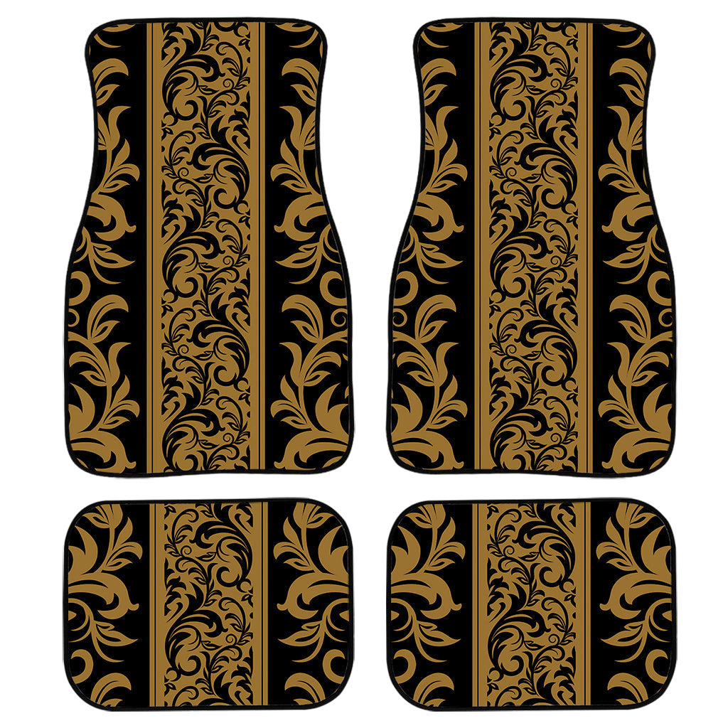 Ornamental Western Damask Print Front And Back Car Floor Mats, Front Car Mat