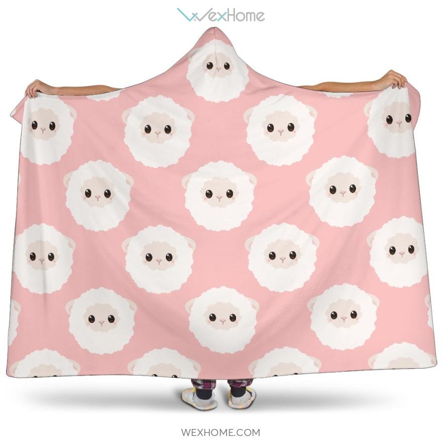 Cute Sheep Pattern Hooded Blanket