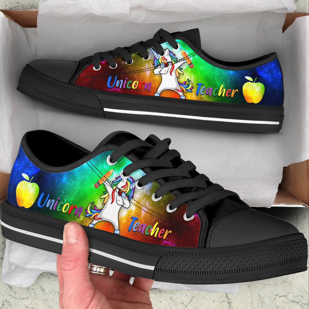 Unicorn Teacher Low Top Shoes Canvas Print Lowtop Casual Trendy Fashion Shoes Gift For Adults