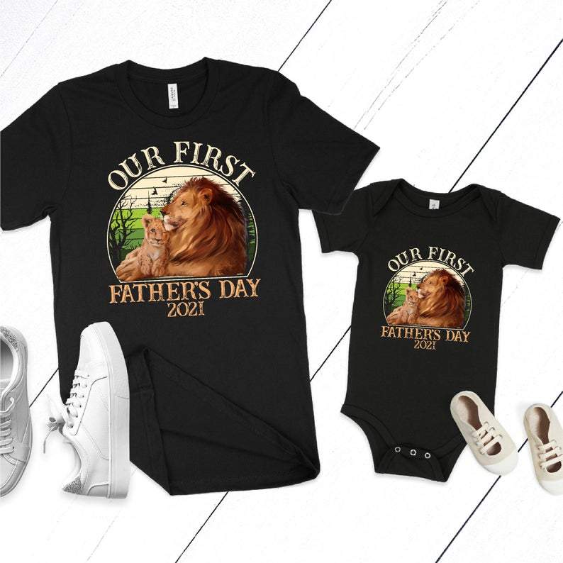 Baby Onesie, Our First Father’s Day, Father Baby Matching Shirts, Lions Dad Baby Onesie