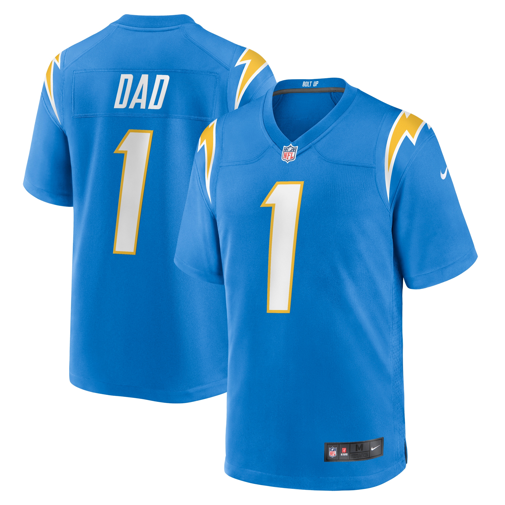 Men’s Los Angeles Chargers Number 1 Dad Powder Blue Game Jersey