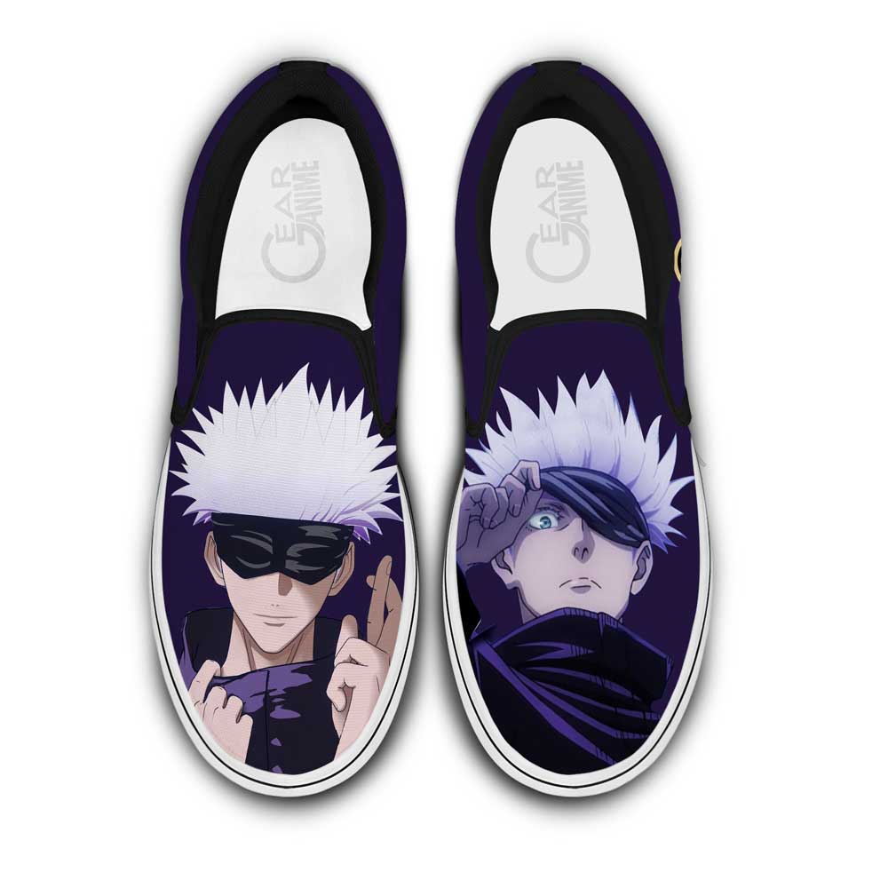 Satoru Gojo Slip On Sneakers Custom Anime Jujutsu Kaisen Shoes Woodworkingcore 