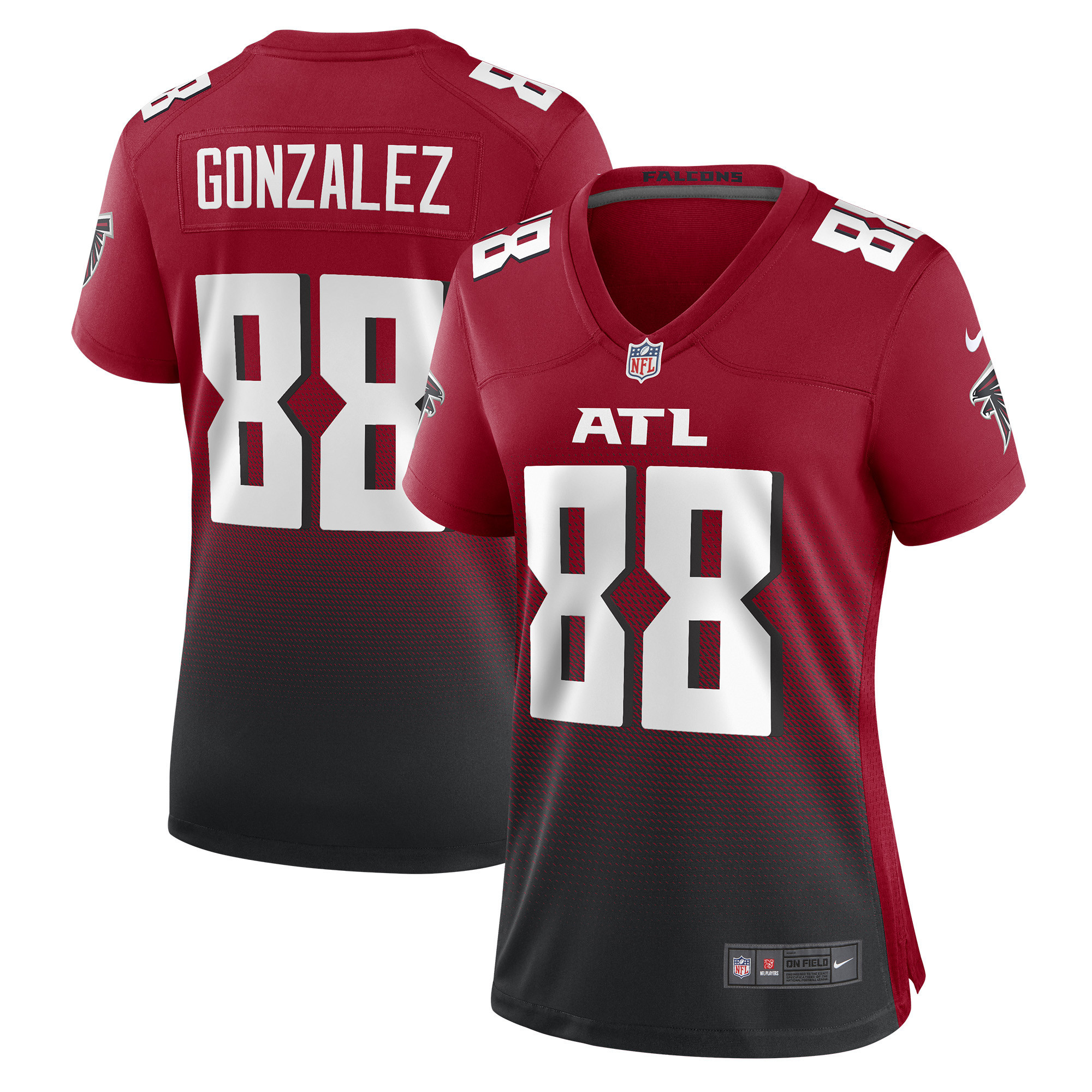 Tony Gonzalez Atlanta Falcons Womens Retired Game Jersey – Red NFL