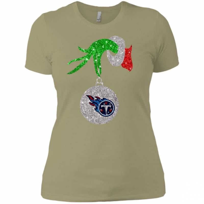 Tennessee Titans Glitter Grinch Monogram Ornament Christmas Gift Women T-shirt