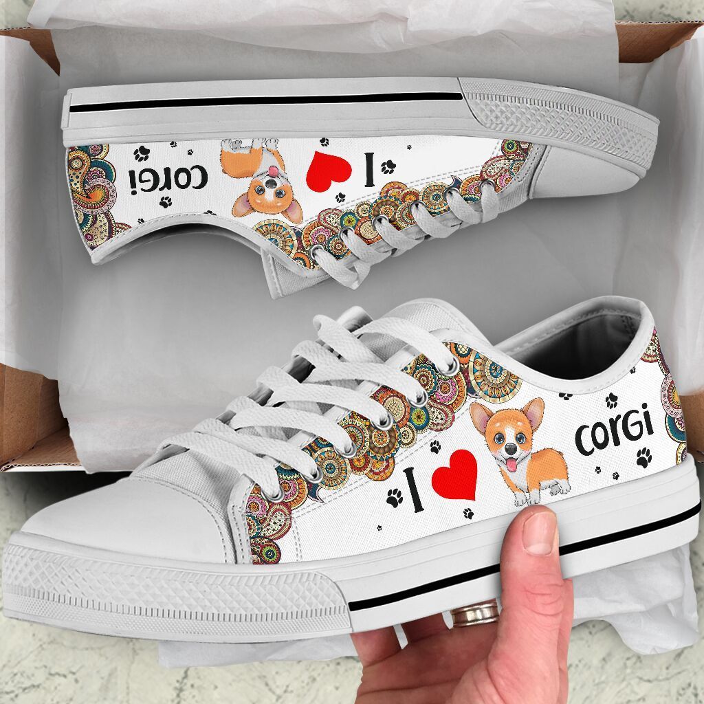 Corgi I Love You Low Top Shoes For Women, Shoes For Men Custom Shoes