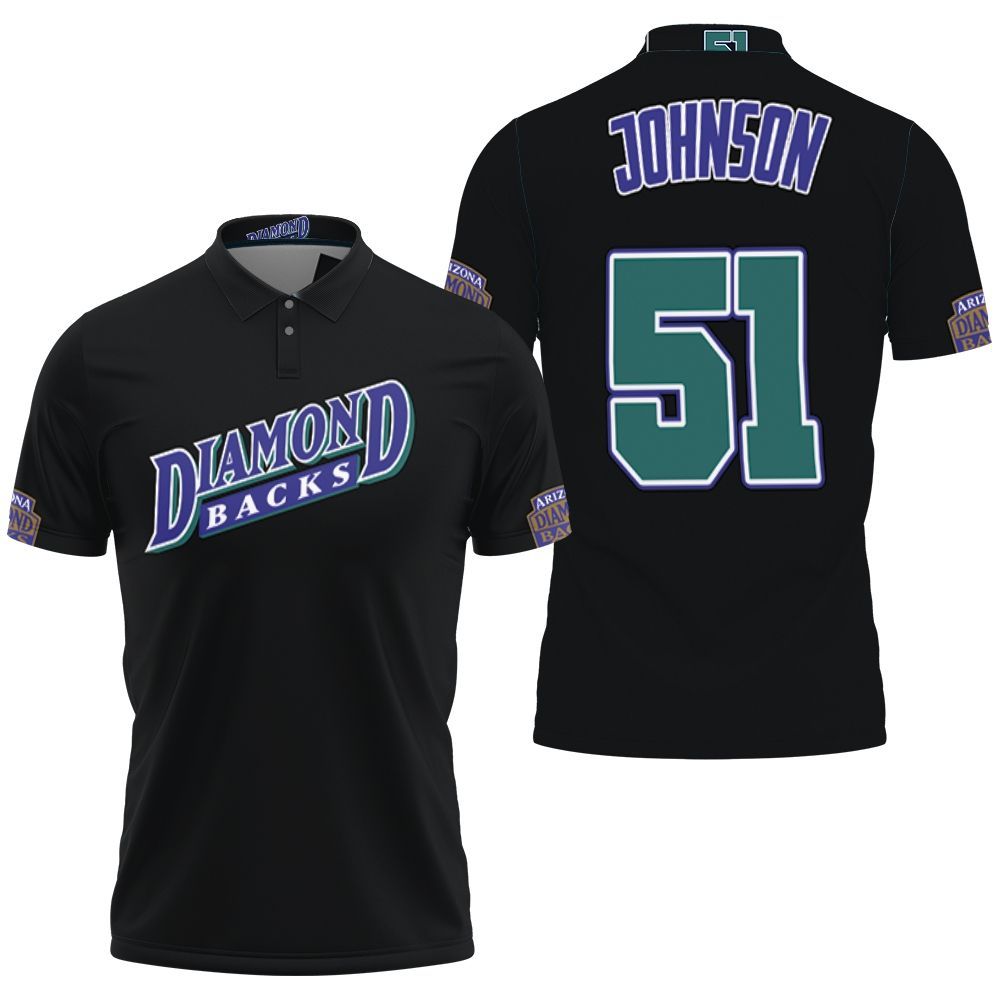 Randy Johnson Arizona Diamondbacks Black Jersey Inspired Style Polo Shirt