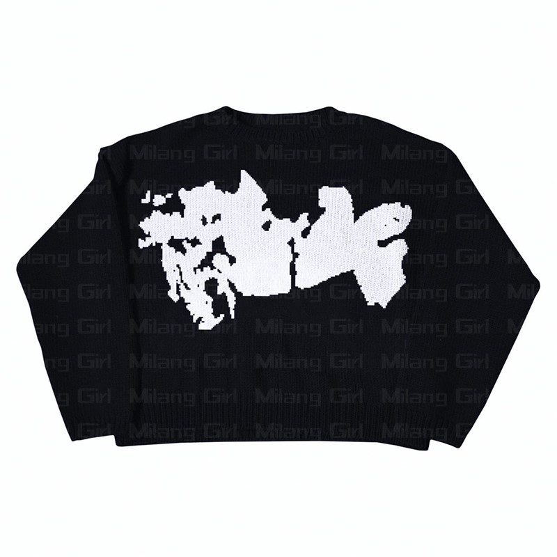 Y2K 2022 Sweater Autumn and Winter Fashion Casual Men’s Pullover Loose kiss graphics O-neck Knit Harajuku Street Knit Sweater alx