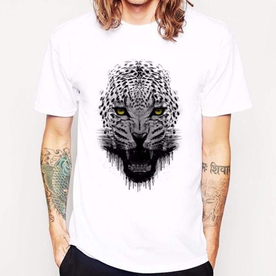 Fashion Men T-Shirt 3D Leopard Print Designed Stylish Summer T Shirt Brand Tops Tees Plus Size