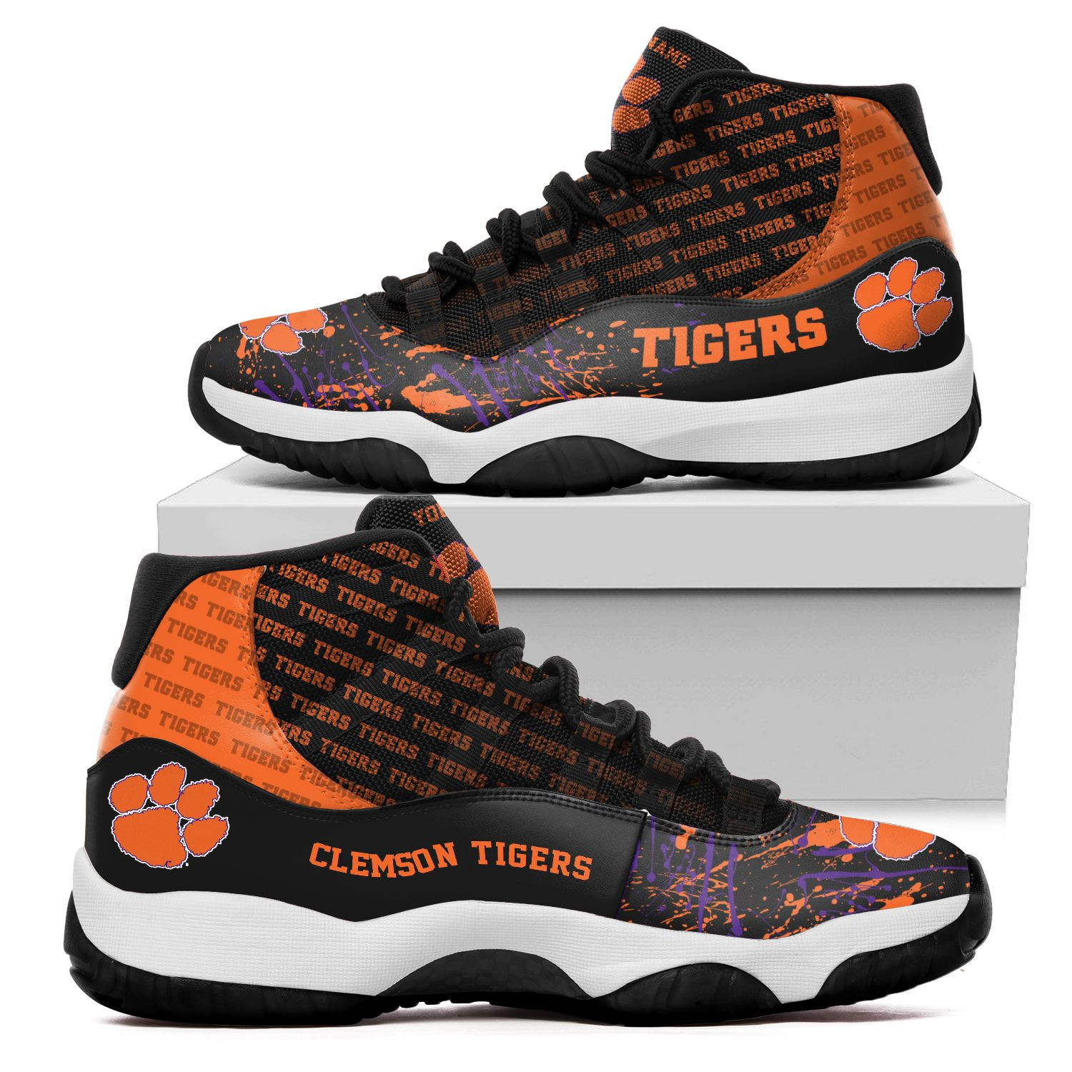 Custom Name Clemson Tigers Air Jd 11 Sneakers Shoes 148 For Football Fans Clemson University