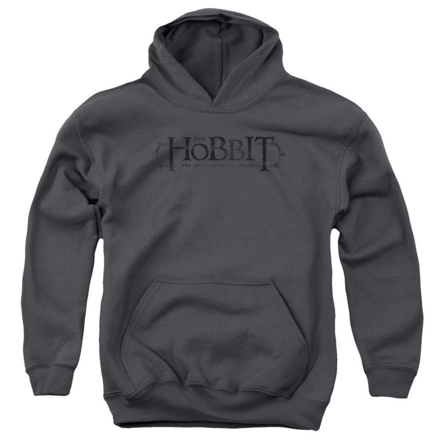 The Hobbit Ornate Logo Kids Youth Hoodie Charcoal