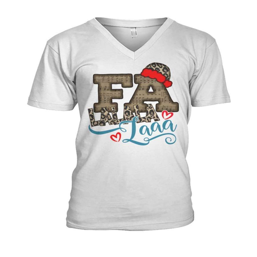 Fa Lalala Laaa Leopard Santa Hat Guys V-Neck