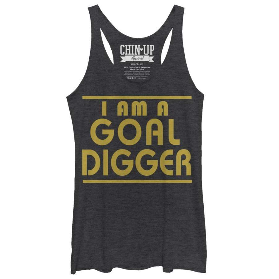 CHIN UP Women’s Goal Digger  Racerback Tank Black Heather