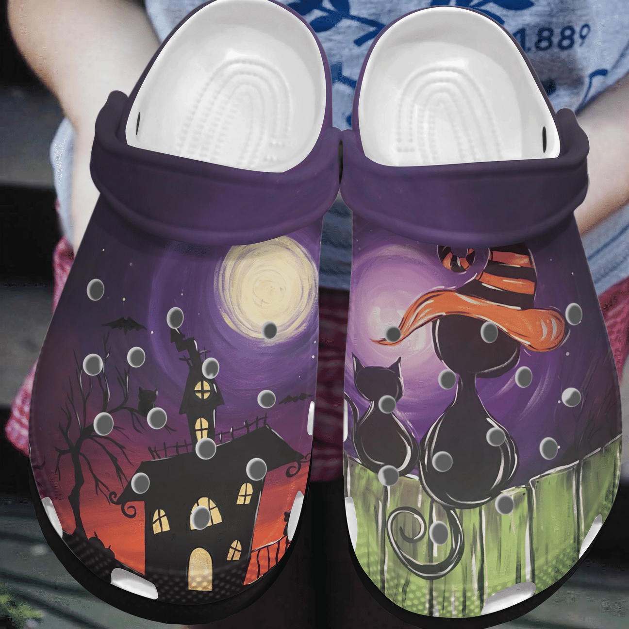 Halloween Personalized Clog, Custom Name, Text, Color, Number Fashion Style For Women, Men, Kid, Print 3D Cat