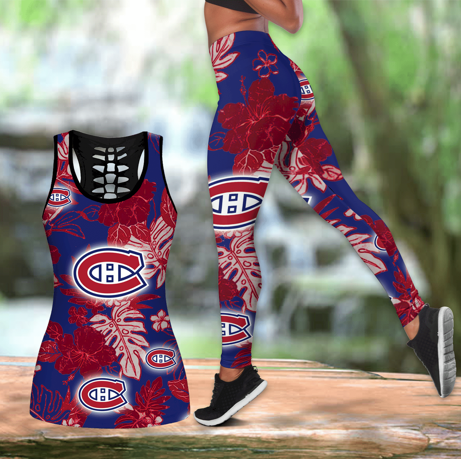 Combo Montreal Canadiens Hawaiian Hollow Tanktop Leggings set V1761