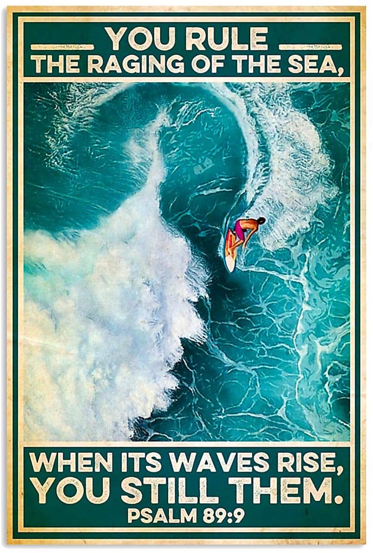 Vintage Surfing You Rule The Raging Of The Sea Poster Art Print      Home Decor Gift For Men Women Family Friend On Birthday Xmas