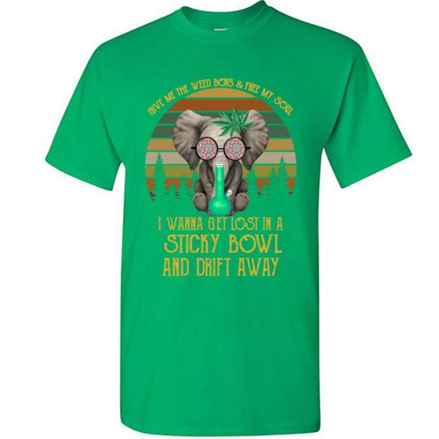 Give Me The Weed Boys And Free My Soul I Wanna Get Lost In A StickY Bowl And Drift Away, Elephant Vintage Classic A – Gildan Short Sleeve Shirt