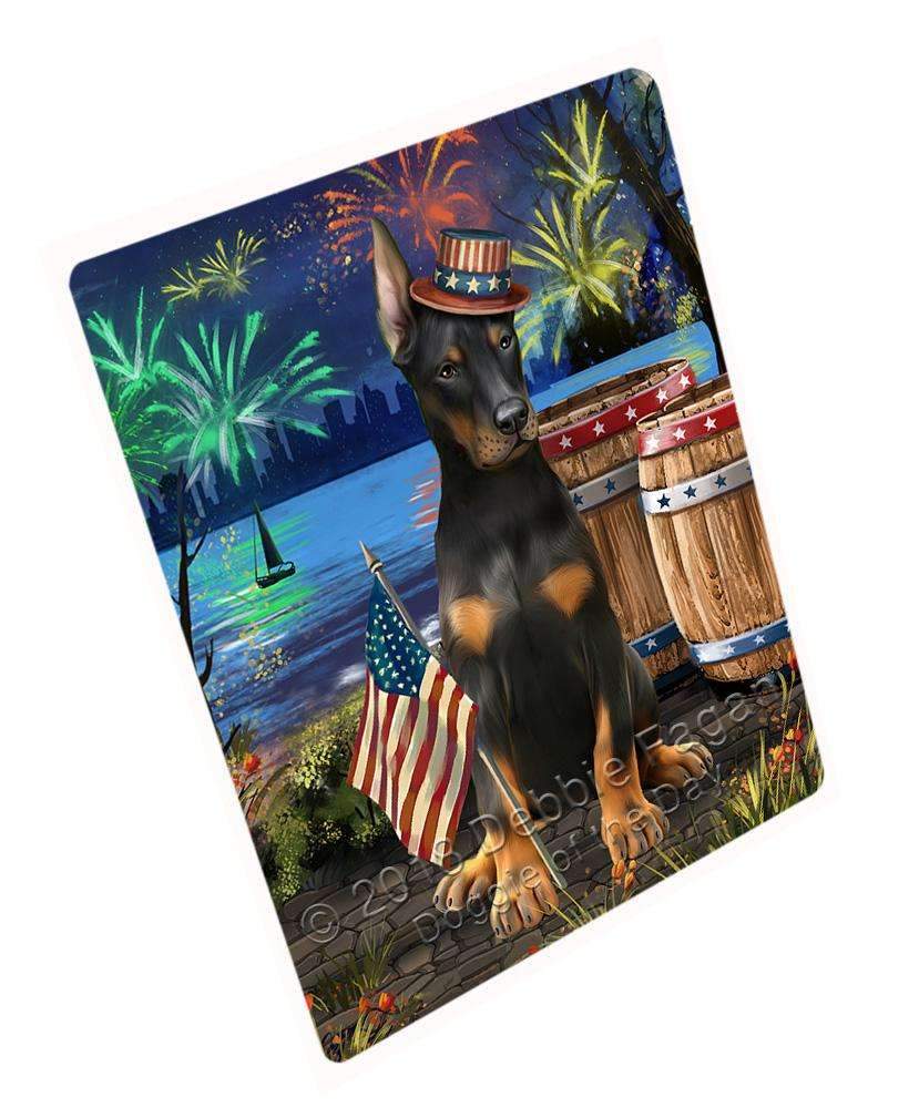 4Th Of July Independence Day Fireworks Doberman Pinscher Dog At The Lake Blanket Blnkt76440