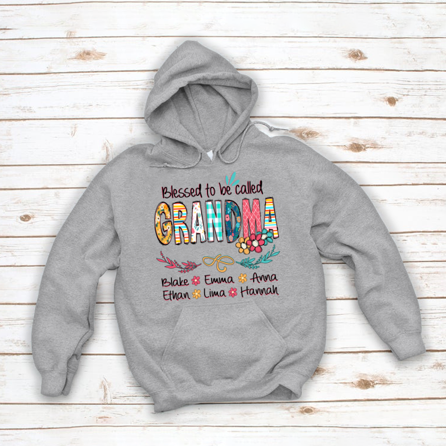 Blessed To Be Called Grandma And Kids Art Flower Hoodie