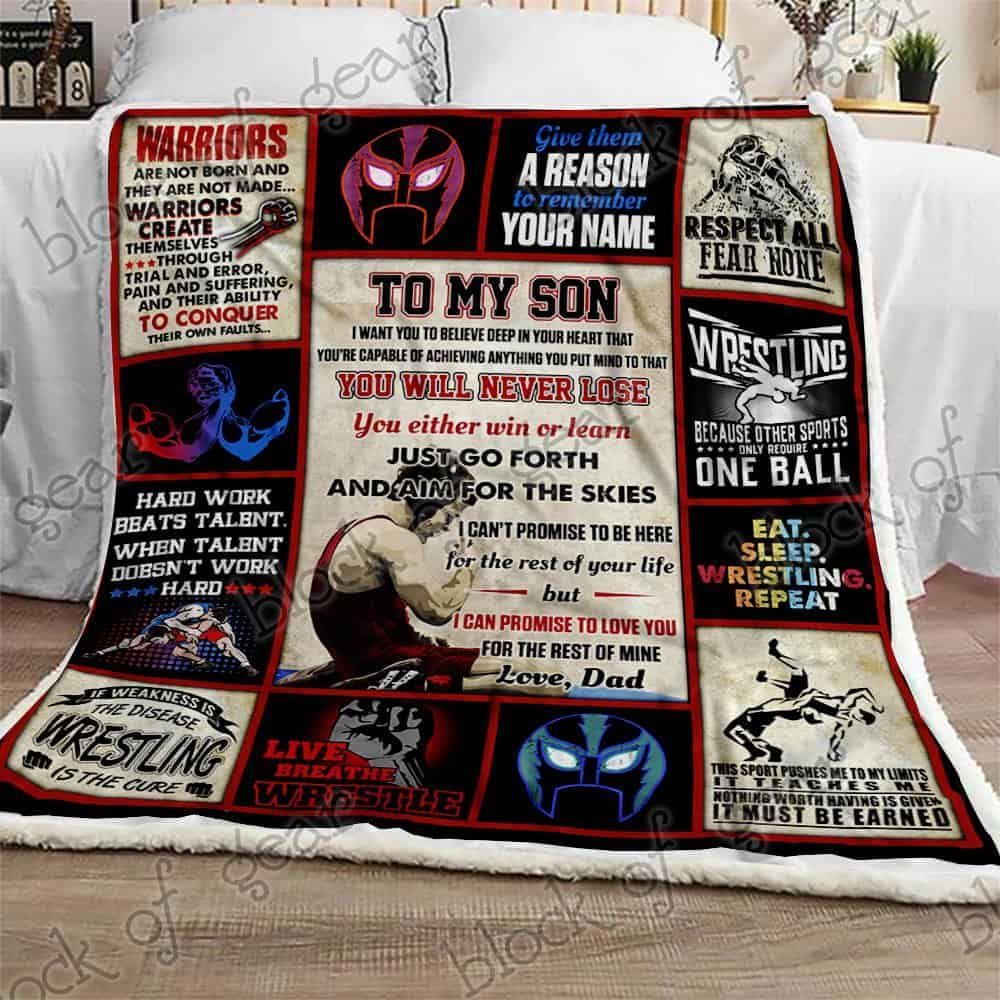 Wrestling Son, Love, Dad Sofa Throw Blanket