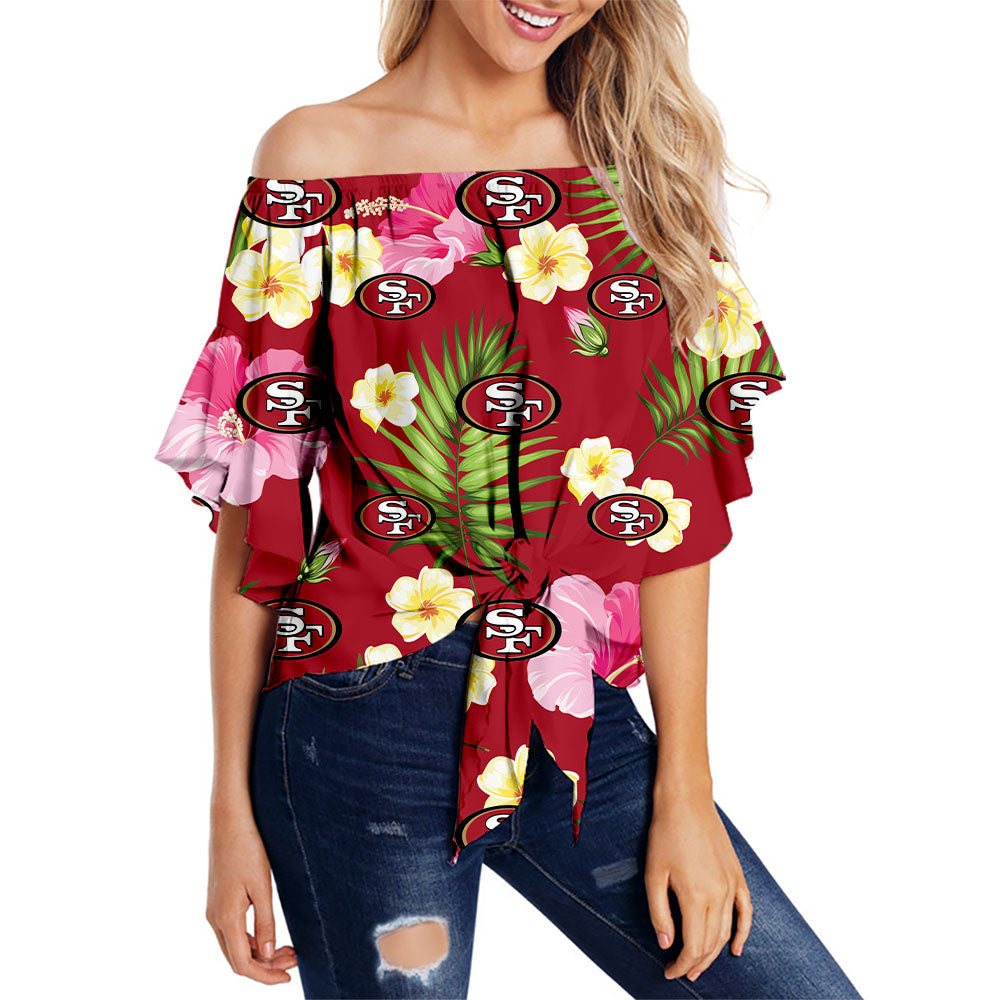 San Francisco 49Ers Women Summer Floral Strapless Shirt