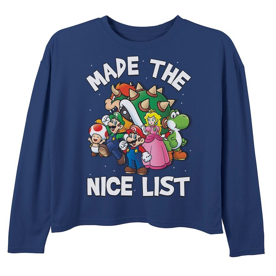 Girls 7 16 Nintendo Super Mario Made The Nice List Graphic Tee Girl S Med Shirt