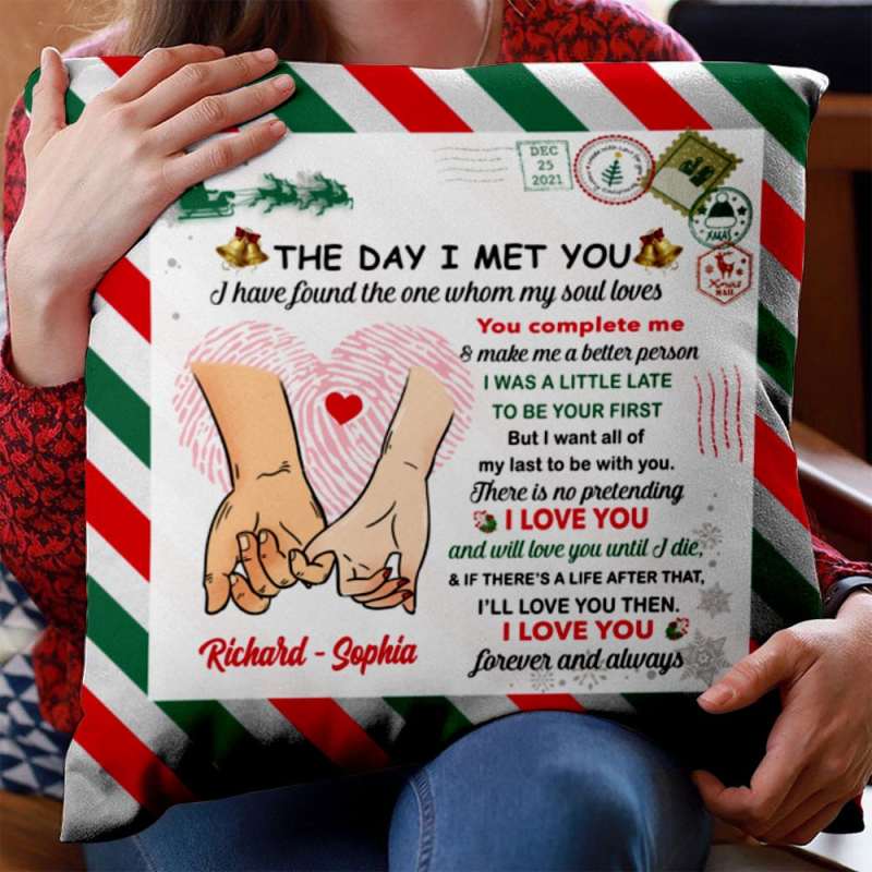 Personalized Couple The Day I Meet You Christmas Pillow (Insert Included)