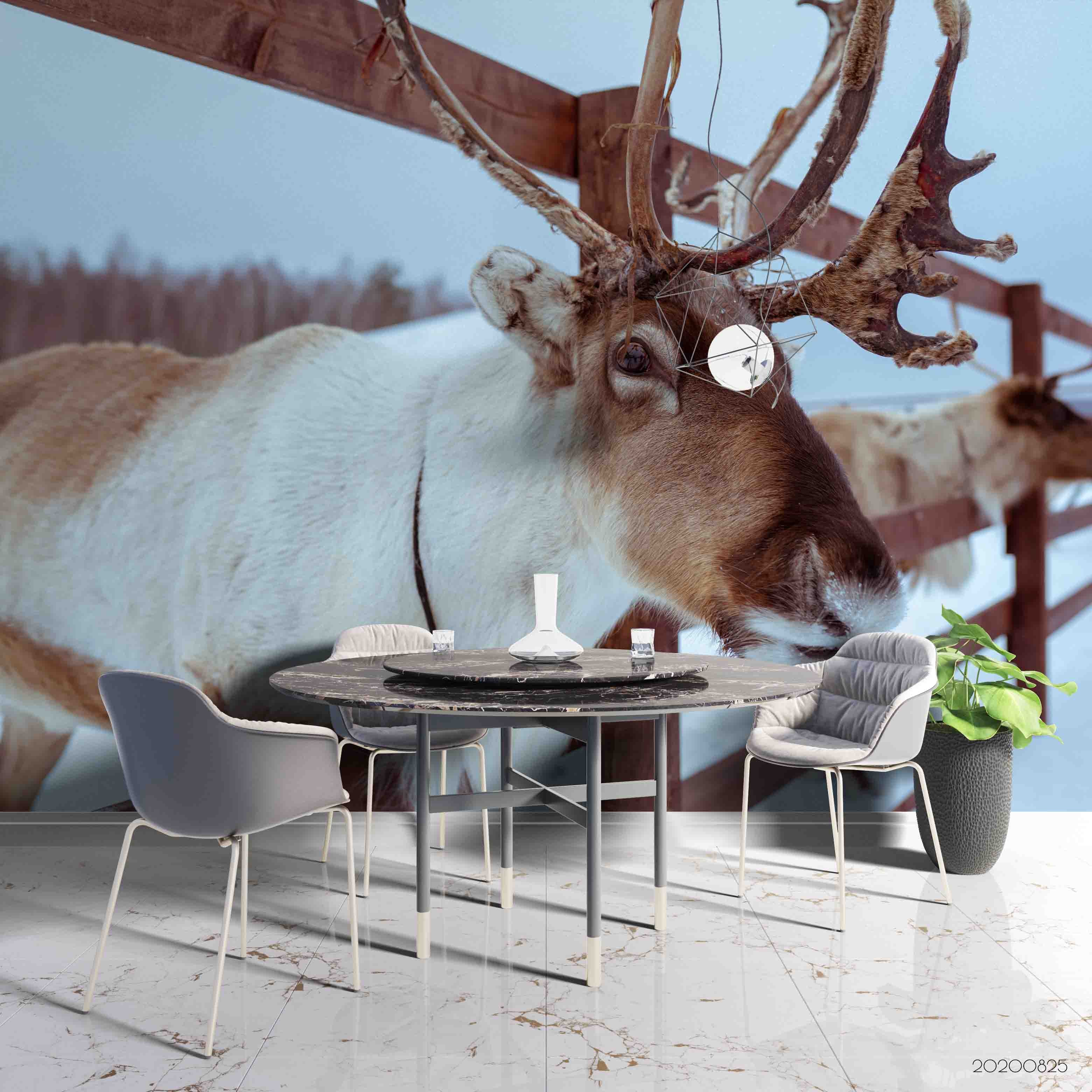 3D Winter Snow Animal Elk Wall Mural Wallpaper Lqh 36