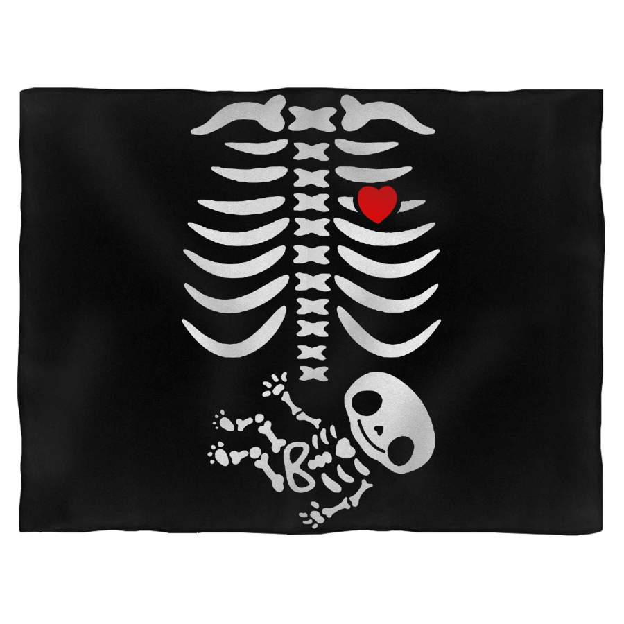 Halloween Pregnancy Announcement Pregnant Skeleton Blanket