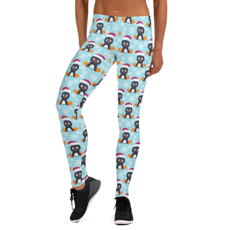 Cute Penguin Christmas Leggings For Sports, Yoga, Workout Fitness, Women Gift