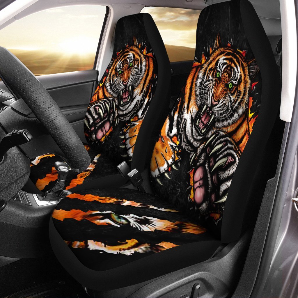 Coolest Tiger Car Seat Covers Custom Brown Tiger Car Accessories Gifts Idea For Dad