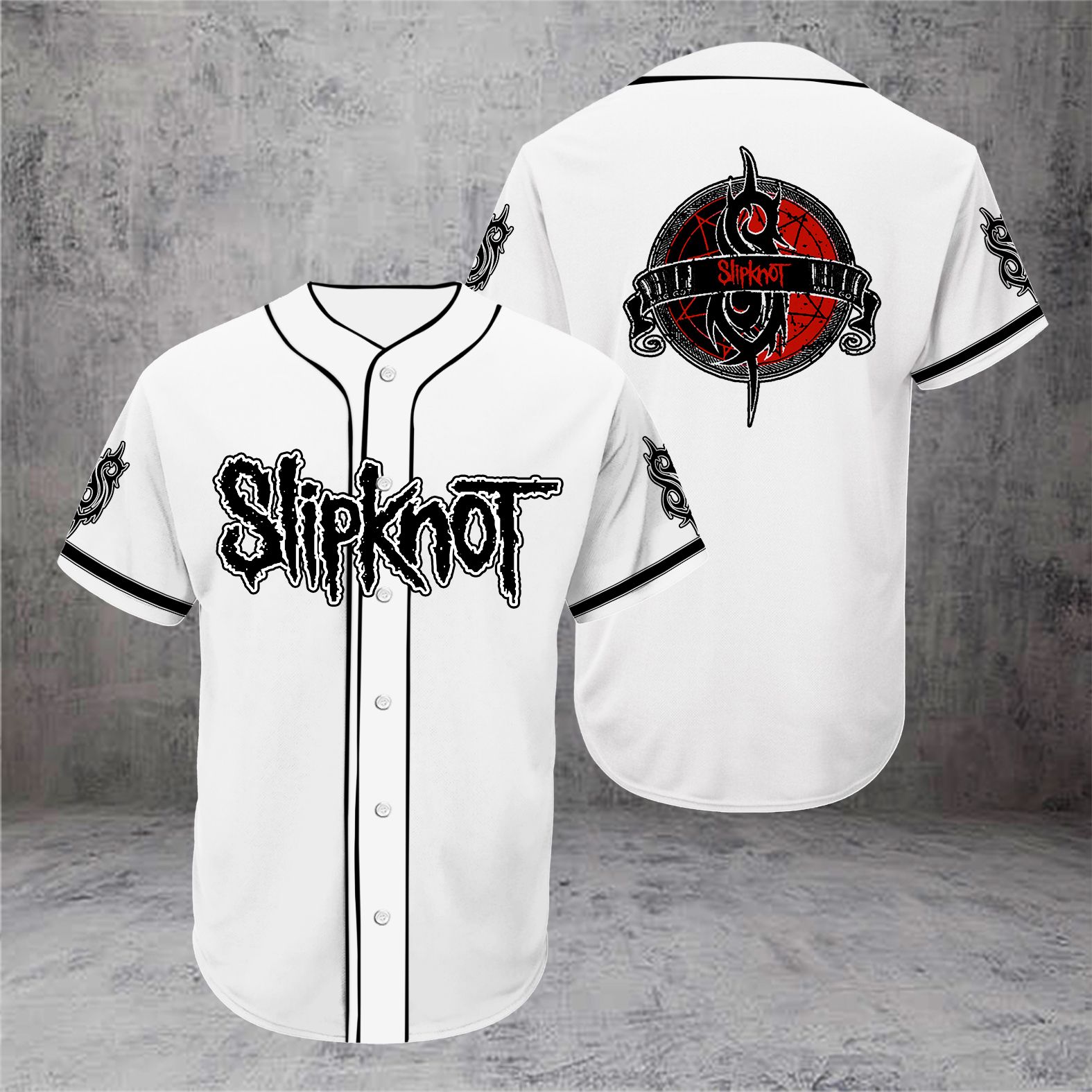 Band Slipknot White Baseball Tee Jersey Shirt Unisex Men Women