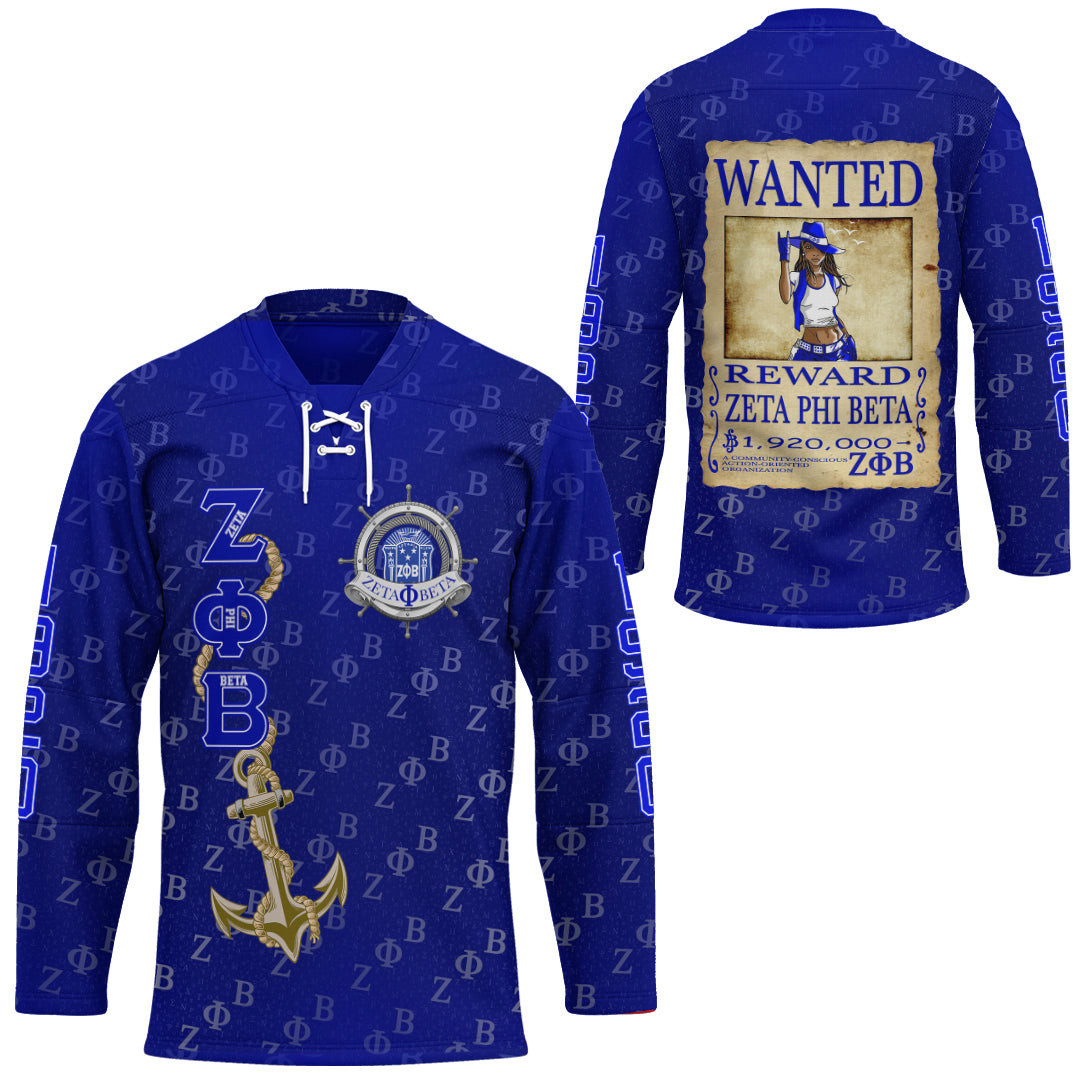 Africazone Clothing – Zeta Phi Beta Wanted Hockey Jersey A35