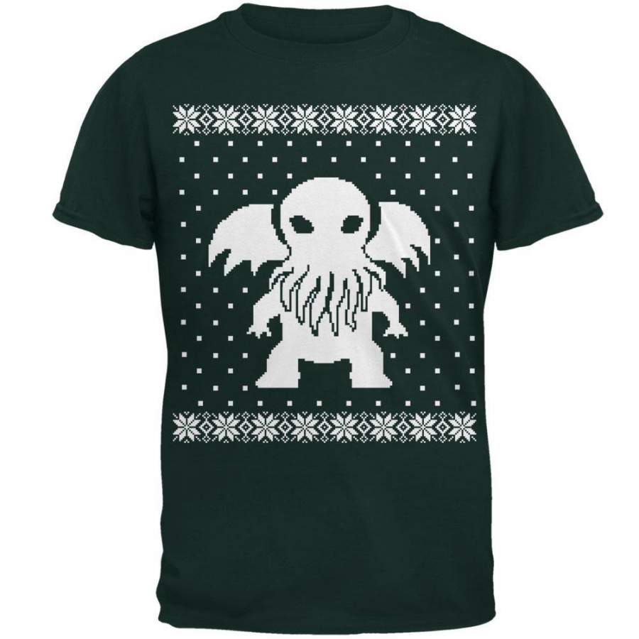 Big Cthulhu Ugly Christmas Sweater Forest Adult T-Shirt