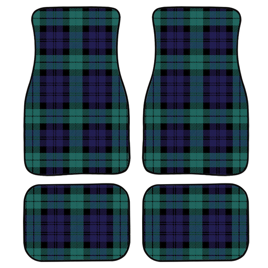 Black Watch Scottish Tartan Print Front And Back Car Floor Mats, Front Car Mat