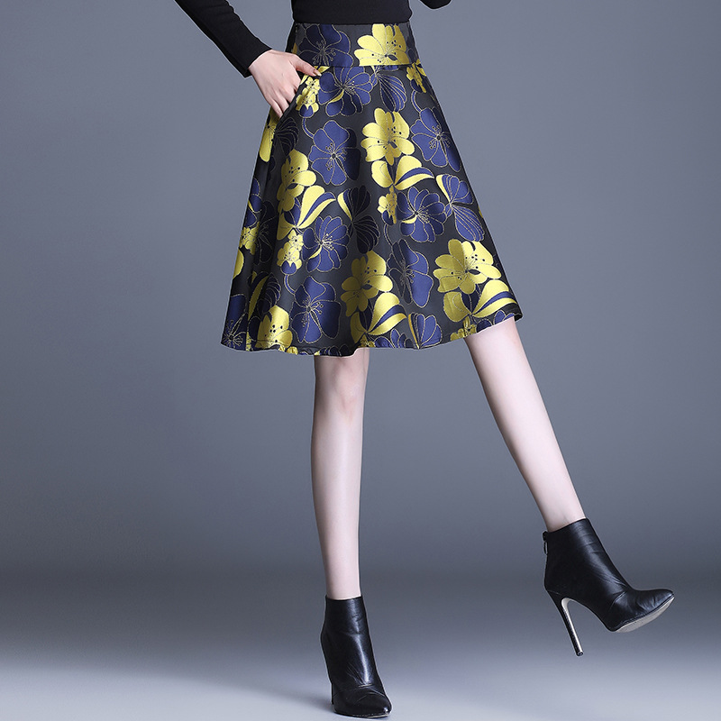 Wowen Fashion Jacquard Skirts A-line Skirt Spring Autumn Office Lady Korea Vintage Elegant High Waist Short Skirts alx