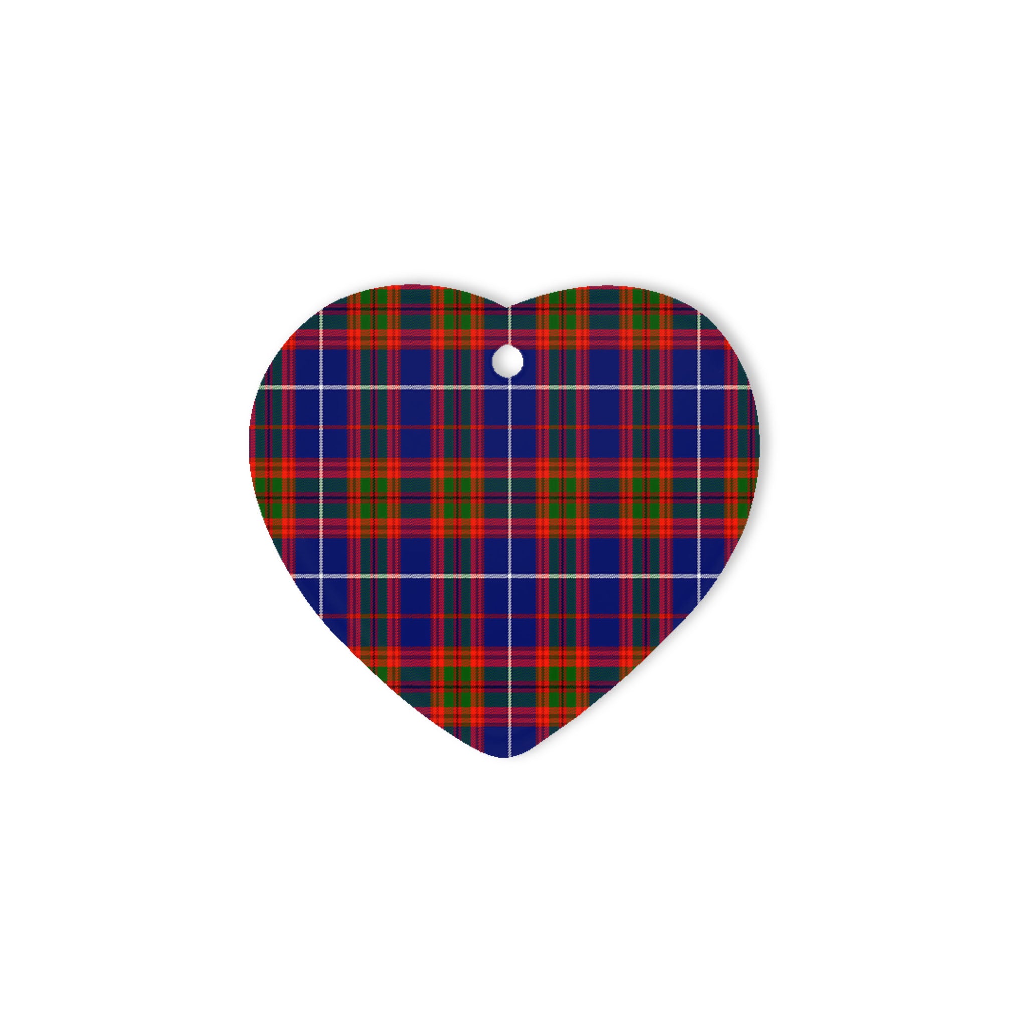 Trotter Tartan Heart Ornaments, Christmas Tree Ornament, Plaid Christmas Ornaments, Ceramic Heart Christmas Tree Decoration