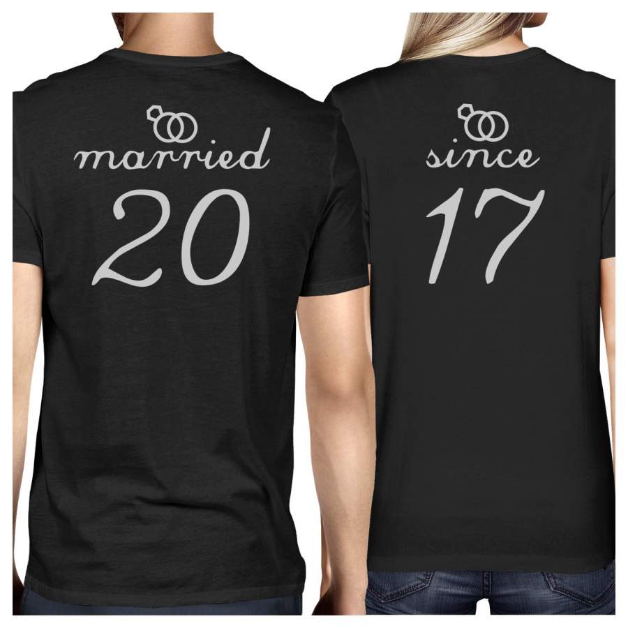 Married Since Custom Matching Couple Black Shirts