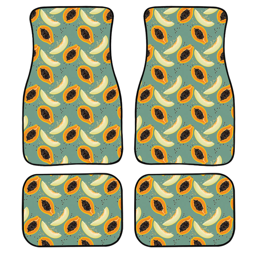 Papaya And Melon Pattern Print Front And Back Car Floor Mats, Front Car Mat