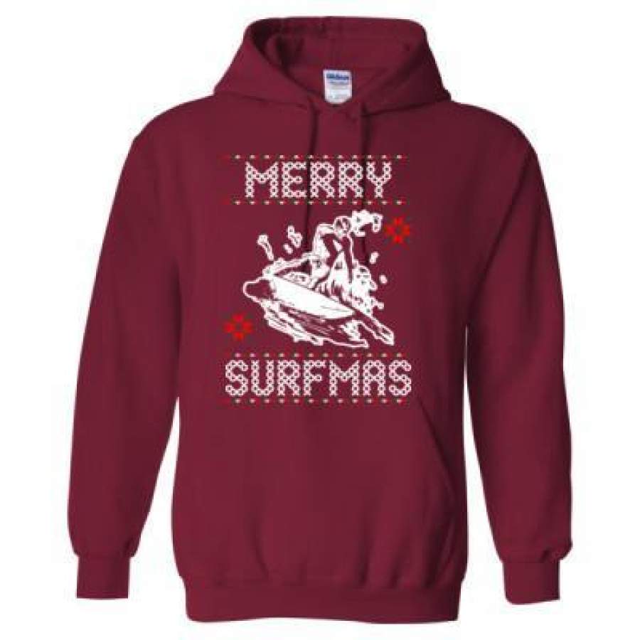 AGR Merry Surfmas Ugly Christmas Sweater – Heavy Blend™ Hooded Sweatshirt