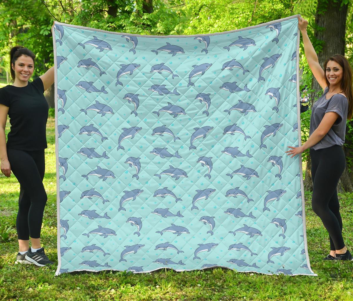 Dolphin Baby Cute Print Pattern Quilt Bedspread